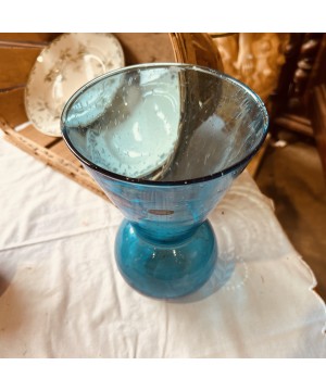 Vase Bleu en verre bulle
